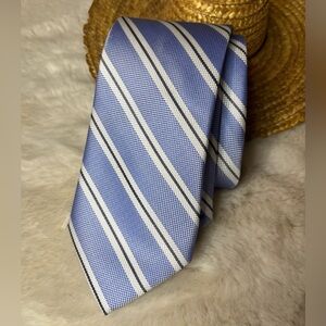 Tommy Hilfiger Blue and White Striped Tie